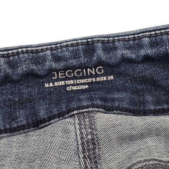 Chico's Sz 12 Reg Stretch Denim Jegging Blue Jeans - Picture 7 of 11